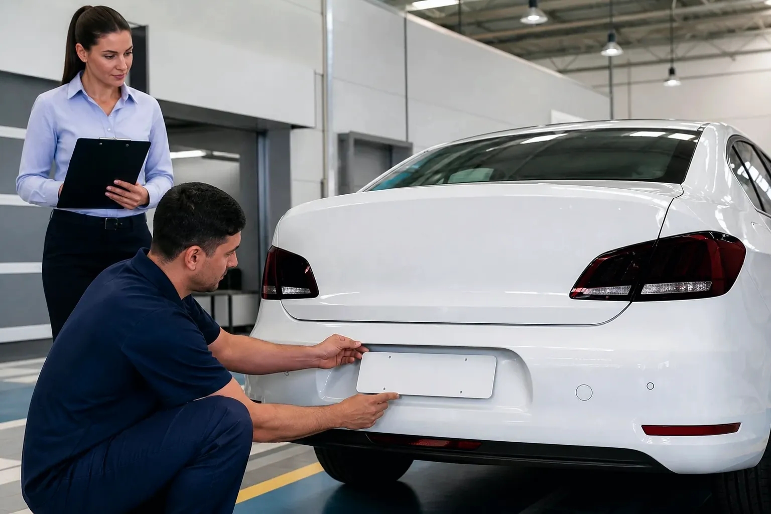 Despachante trabalhando para realizar o primeiro emplacamento de um veículo.